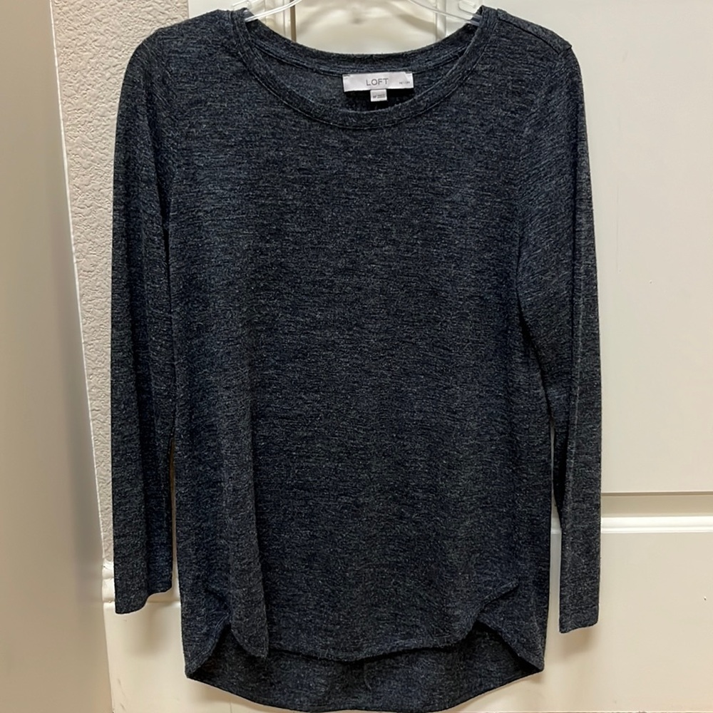 Loft Medium Petite Gray Long Sleeve Tunic Top